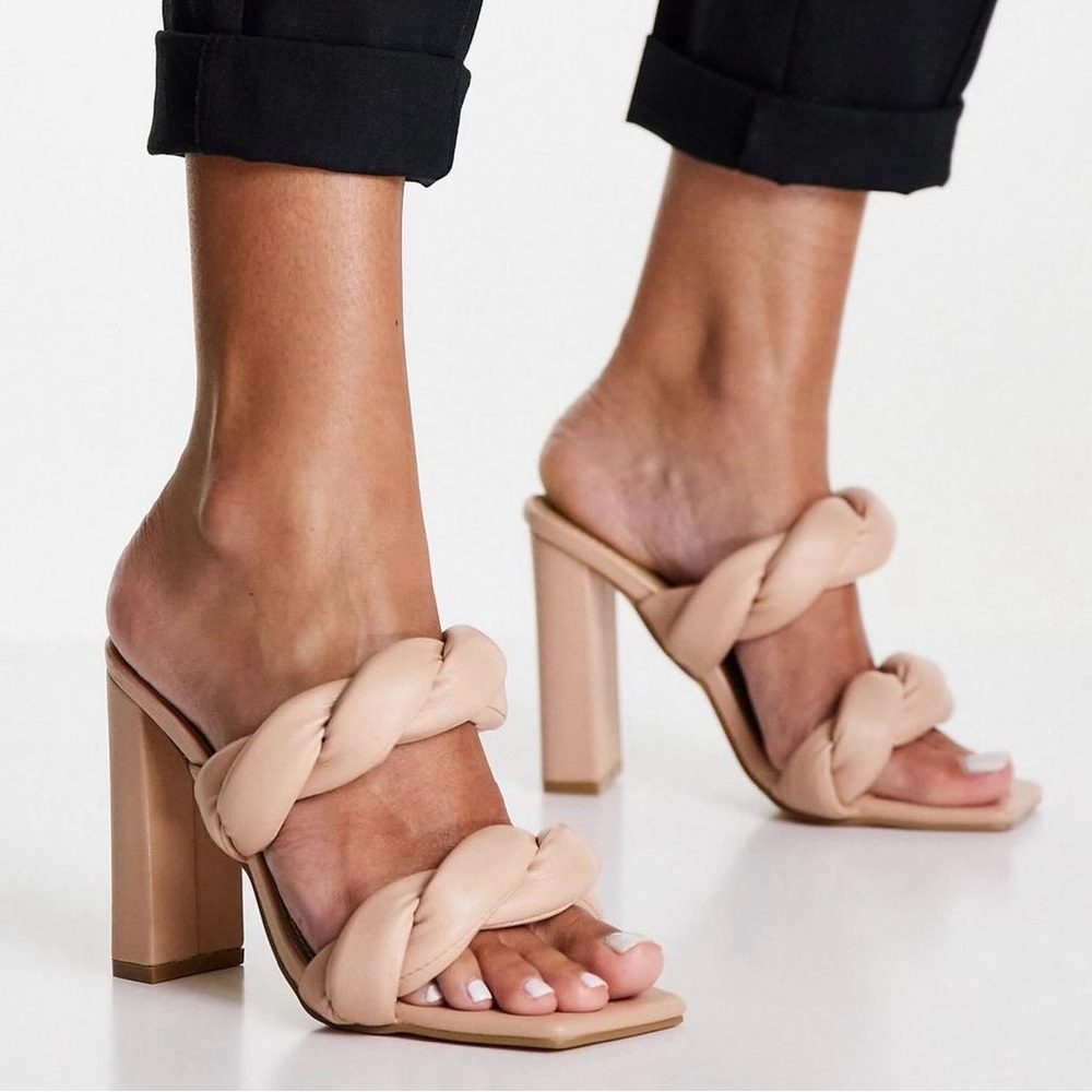 Open Edit Remmy Block Heel Twist Beige Sandals Wo… - image 1